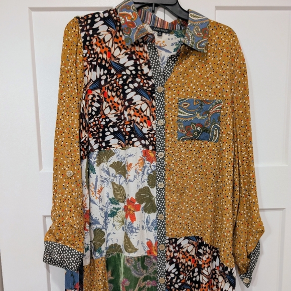 John Mark Tops - John Mark Tunic Blue/Gold M